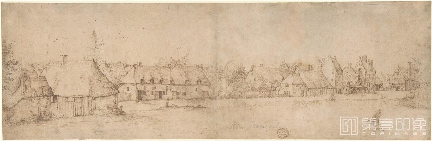 素描-美国纽约大都会美术馆素描藏画-The Master of the Small LandscapesVillage View-1572